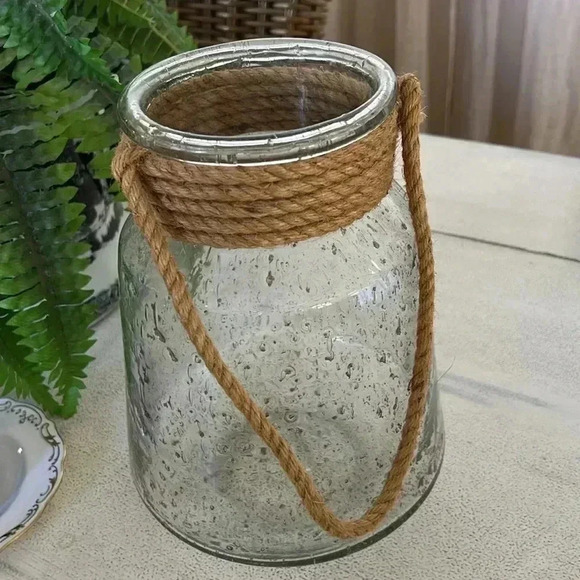 Seeded glass rope handle large jar - Picture 4 of 5